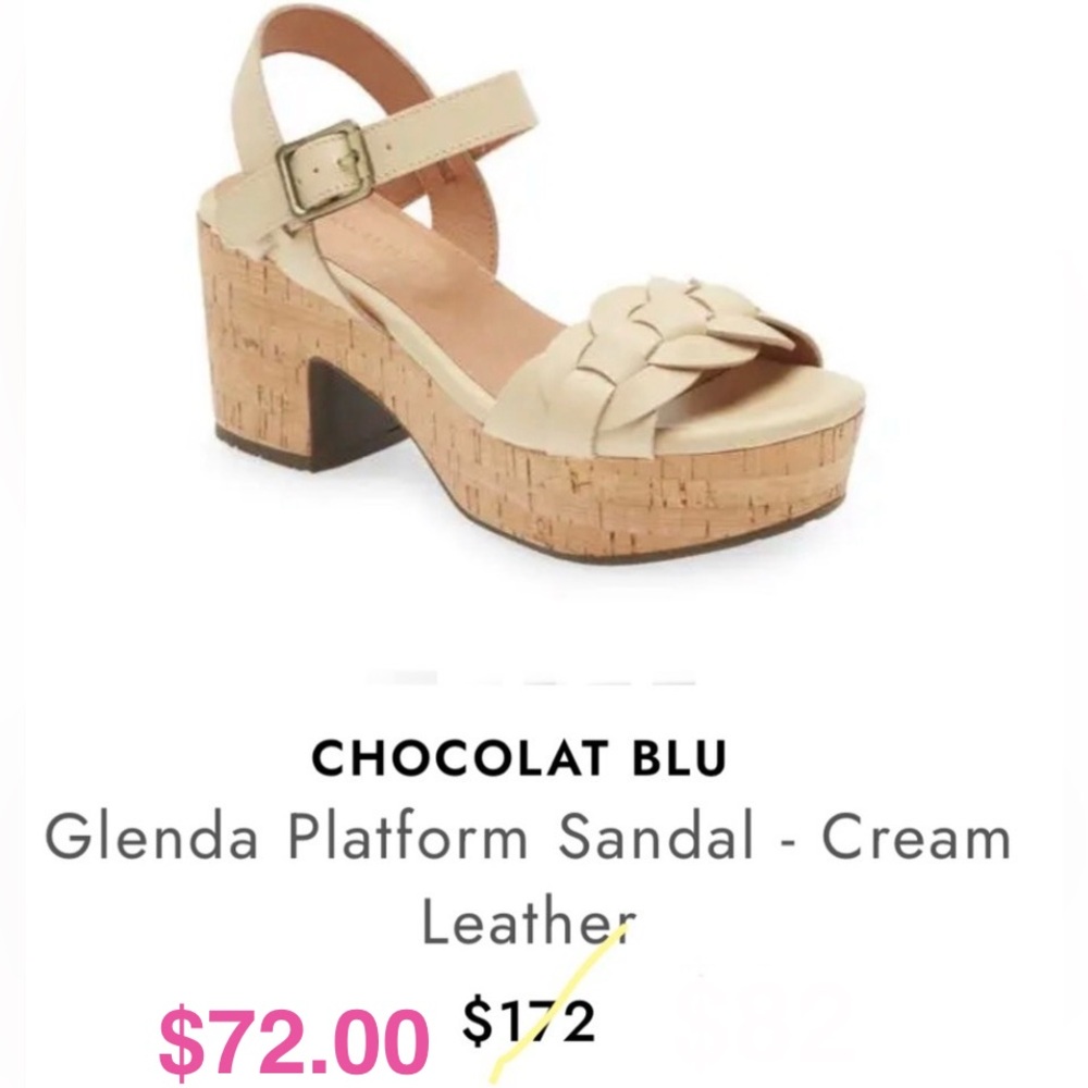 Chocolat Blue, Size 9, Glenda, Designer, Platform Sandals, Cream, New in Box.